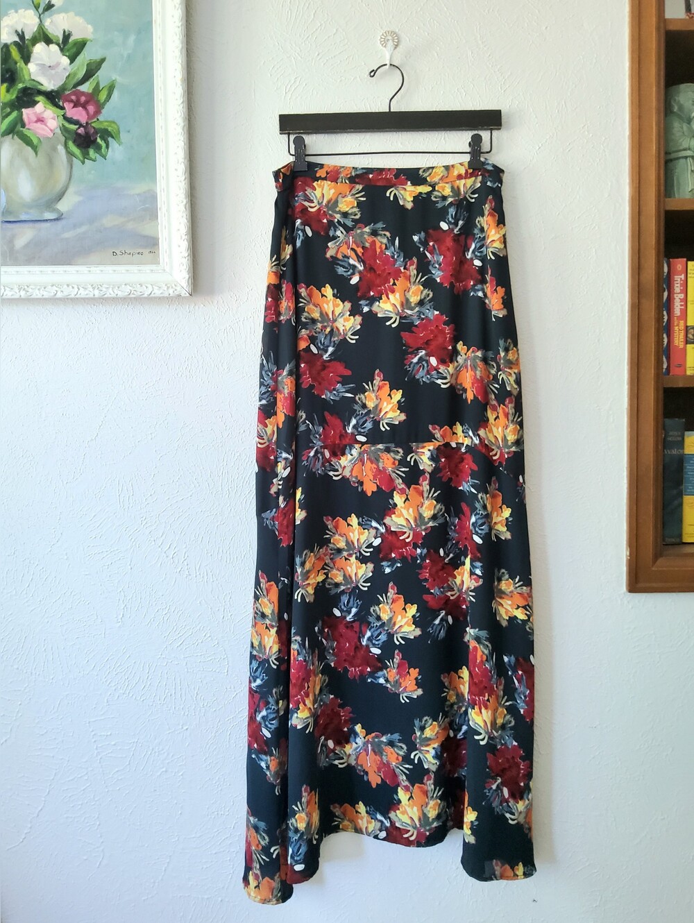 PAPER CROWN Anthropologie Hunter Green Floral Maxi Skirt Sz.10